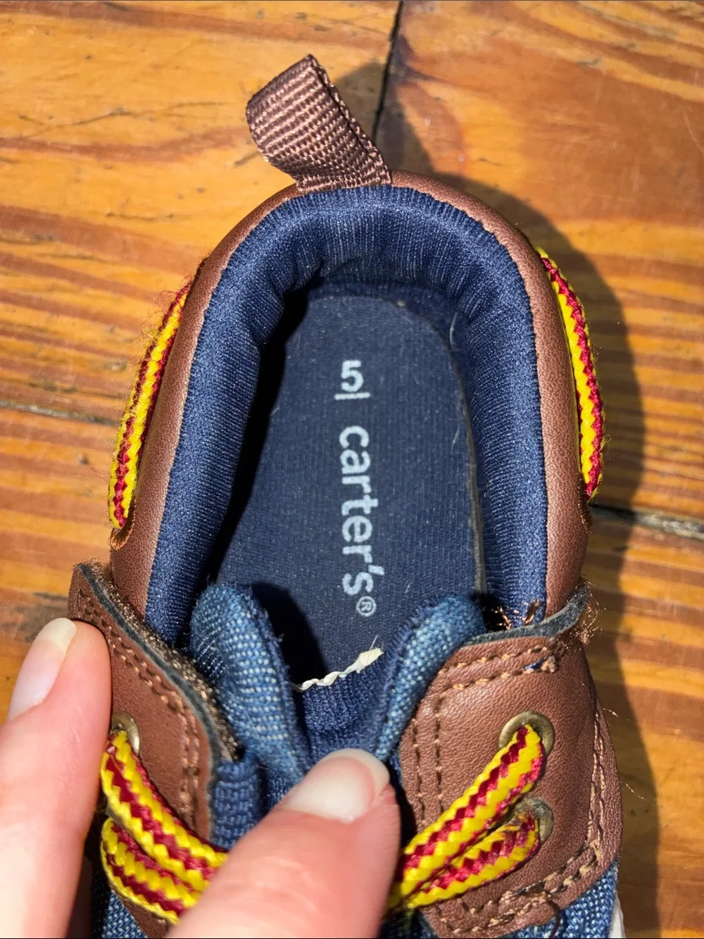 Carter's Navy Blue Canvas Kids Sneakers with Brown Trim